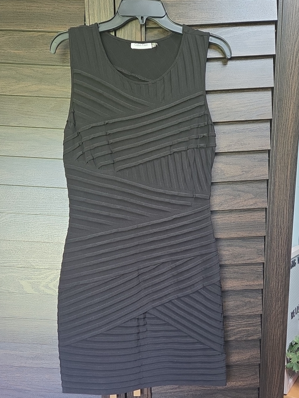 Calvin Klein Black Ribbed Sheath Midi Dress Size 8